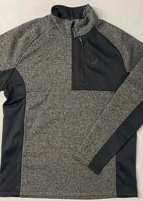 SPYDER Mens Gait Half Zip Fleece Lined Pullover Jacket GRAY LARGE 1/4 Black • $25.98