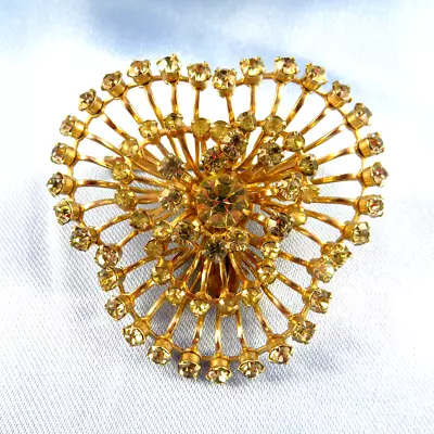 Vintage KRAMER Rhinestone Pin Brooch Gold Tone • $19.99