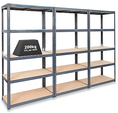 3 X STORALEX® 600mm Deep Garage Shelving / Warehouse Racking Units 200KG UDL • £179.99