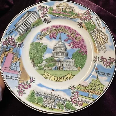 Washington Dc Vintage Souvenir Plate Us Capitol Cherry Blossom Marine Corps War • $8