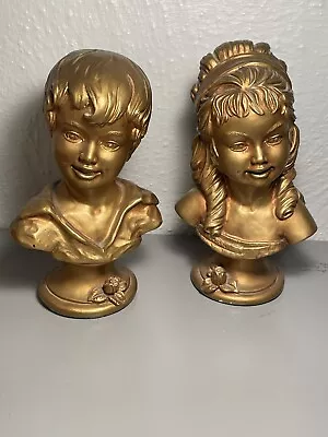 Vtg 1962 Universal Statuary Corp. Chicago 22 Boy Girl Bust Statues  Bookends • $15