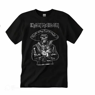 Iron Maiden Mexican Pistolero T Shirt Unisex Crewneck Black Men Tee Fan Gift • $13.64