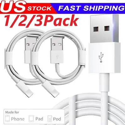 3/6Ft 3/2/1-PACK Original USB Charger Cable Cord For IPhone 13 12 11 PRO X 8 7 6 • $3.65