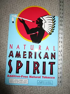 VINTAGE NATUAL AMERICAN SPIRIT CIGARETTES METAL TIN SIGN - 12  X 18.75  • $30