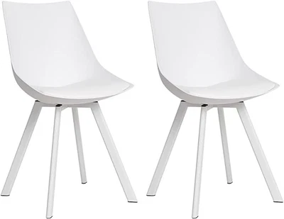 $198 • Buy Artiss Lylette Dining Chairs Cafe Chairs PU Leather Padded Seat Set Of 2 White