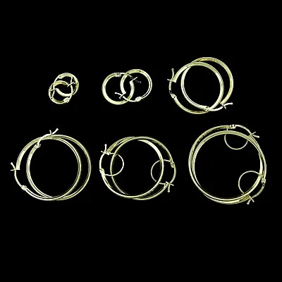 Real 10K Solid Yellow Gold Round  CZ Huggies Hoop Earrings Mens Womens 6 Sizes • $59.99