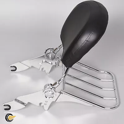 $79.90 • Buy Chrome Detachable Backrest Sissy Bar + Luggage Rack For 09-23 Harley Touring