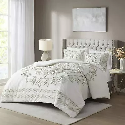 Madison Park OLLX-MP10-7141 Cotton Tufted Comforter Set With Ivory And Taupe • $87