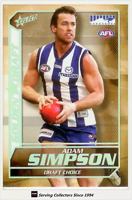 2005 Select AFL Dynasty Grand Redemption Golden Draft DC9 Adam Simpson (N.Melb) • $140