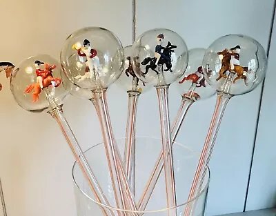 Set Of Vintage Bimini Glass Equestrian Cocktail Stirrers • $1800
