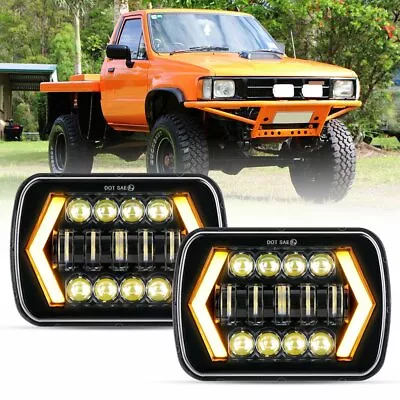 Pair 5X7 /7x6  Inch LED Headlights Hi/Lo DRL Amber Turn Signal For Toyot Hilux • $88.88