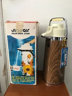 Vtg Jin Pair Airpot Hot Cold Insulated Dispenser Bottle Thermos 2-Liter Pumper • $22.95