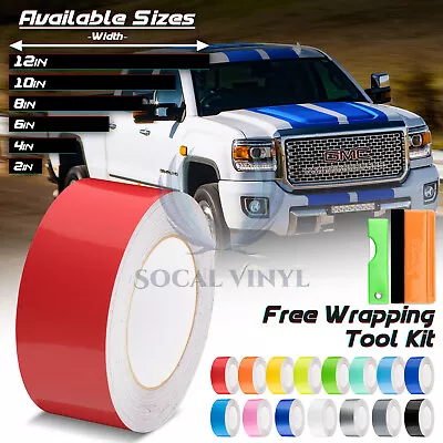 Gloss Color Racing Stripes Vinyl Wrap For GMC Chevy Truck Sticker 10FT / 20FT • $18.12