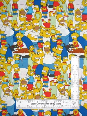 The Simpsons Fabric Licensed Marge Homer Bart Lisa Cotton Springs CP74551 Yard • $10.98