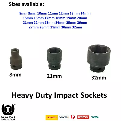 $15.50 • Buy 1/2  Dr Impact Socket Heavy Duty CR-MO 1/2  Dr Impact Sockets 8 - 32mm 