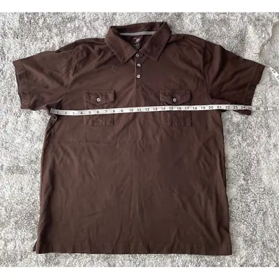 J. Ferrar Mens Polo Shirt Brown Short Sleeve Modern Fit Flap Pocket Cotton XL • $9.74