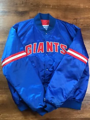 Vintage 90s Starter NFL New York Giants Blue Satin Bomber Jacket 2XL Mens  • $119.99