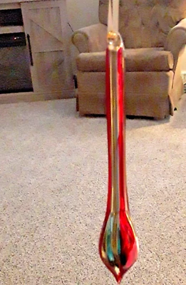 $9.95 • Buy Blown Glass Christmas Decorations 8 1/2  Tall Indoor Hanging Striped Gold Red