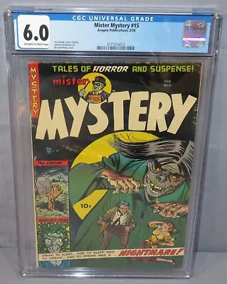 MISTER MYSTERY #15 (Pre-Code Horror) CGC 6.0 FN Aragon Publications 1954 • $2499.99