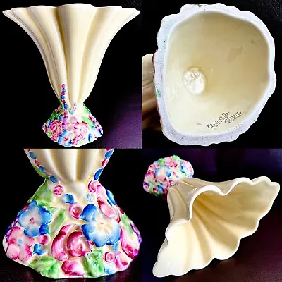 £2000 • Buy Rare Signed 1930s Newport Pottery Clarice Cliff “My Garden” Vase (8”/20cm, 800g)