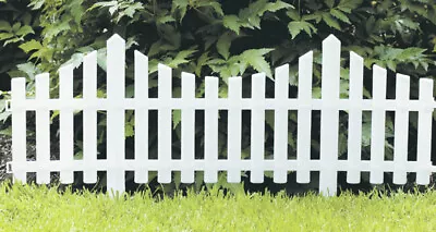 White Picket Fence Wood Effect Plastic Edging Flexi Garden Flower Bed Lawn Fence • £5.99