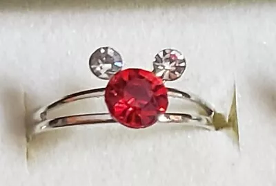 Silver Plated Disney's Mickey Mouse Simulated Red Diamond Ring ( New ) • $8.99