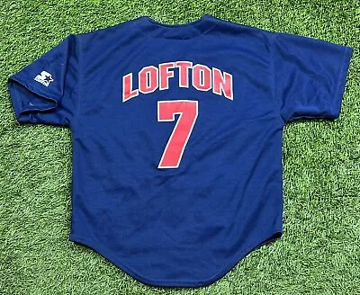 Vintage 90's Starter Cleveland Indians Kenny Lofton MLB Jersey Youth Kids L • $24.29