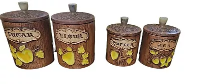 Vintage Treasure Craft Canister/Cookie Jar Set Of 4 Flour Sugar CoffeeTea • $37.50