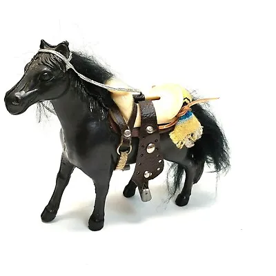 Vintage Black Horse W Saddle Blanket Faux Hair 6 H 7 L 2 W • $14.98