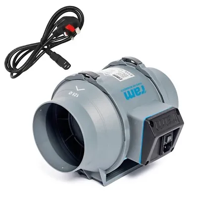 RAM TWIN SPEED Mixed Flow In-line Extractor 4  5  6  8  Fan Hydroponics UK Plug • £59.85