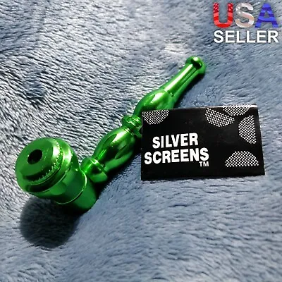 NEW Small Green Stylish Smoking Pipe Tobacco Herb Portable Metal Pocket Size • $7.95