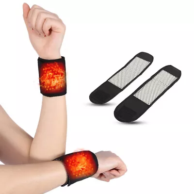 1 Pair Self Heating Wrist Brace Support Wrist Wrap Magnetic Wristbands DDD • £5.12