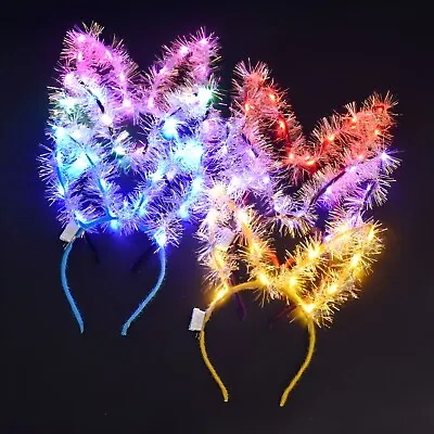 LED Bunny Ear Headband Light Up Rabbit Ears Headband Hair Hoop  12 Packs • £14.47