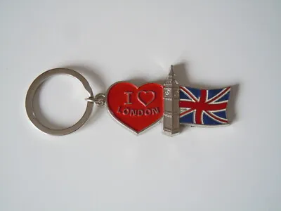 Silvertone Keyring Heart   I Love London   Souvenir 0.9oz/3 5/8x1 3/16in • $23.92