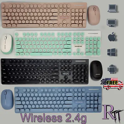 Mini 2.4G Wireless Keyboard And Mouse Combo Round Keys Computer Laptop Mac Apple • $39.98