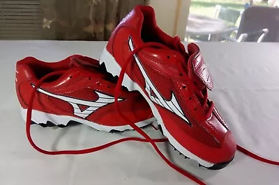 Womens Mizuno 9 Spike Swift Low Metal Softball Cleats Red & White Size 5 • $24.88