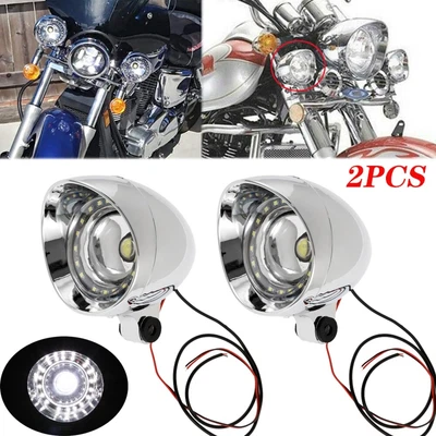 $48.99 • Buy LED Headlight Spot Fog Light Visor For Yamaha V Star 650 950 1100 Custom Classic