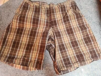 Mossimo Supply Co. Men's Brown Plaid Shorts; 100% Cotton; Pockets; Size 36 • $1.13