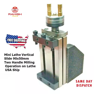 Mini Lathe Vertical Slide 90mm X 50mm Two Handle Milling Operation On Lathe USA • $69.90