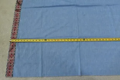 $5.50 • Buy By 1/2 Yd, Vintage, Blue Cotton Chambray With 2.5  Border-Trim, Shirting, M3962