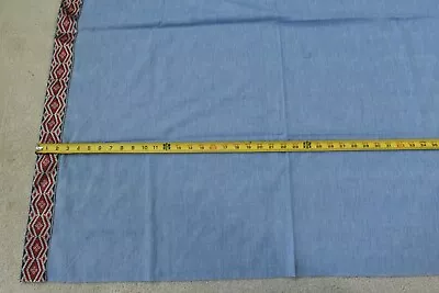 $5.50 • Buy By 1/2 Yd, Vintage, Blue Cotton Chambray With 2.5  Border-Trim, Shirting, M3962
