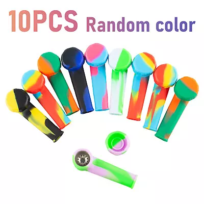 10PCS 3.4'' Mini Silicone Smoking Hand Pipe W/ Metal Bowl & Cap Lid Pocket Pipe+ • $20.99