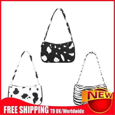 £4.19 • Buy Fashion Cow Zebra Pattern Print Canvas Shoulder Bag Casual Women Small Handbag