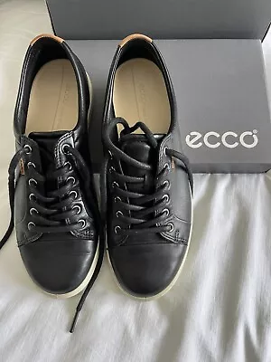 Ecco Soft 7 Ladies Trainers Shoes Size 41 Black With White Sole Barely Worn Exc • £19.99