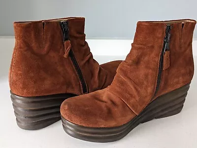 Miz Mooz Zola Wedge Leather Suede Bootie Sz 8 • $39.98