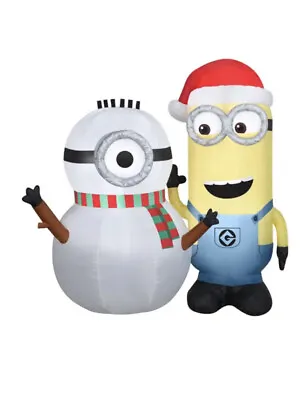 Gemmy 5’ Minion Kevin Building A Snowman Inflatable Minion Christmas Inflatable • $168.80