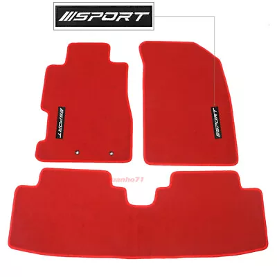 For 01-05 Honda Civic Floor Mats Red Nylon Carpets Front & Rear W/ White Sport • $56.04