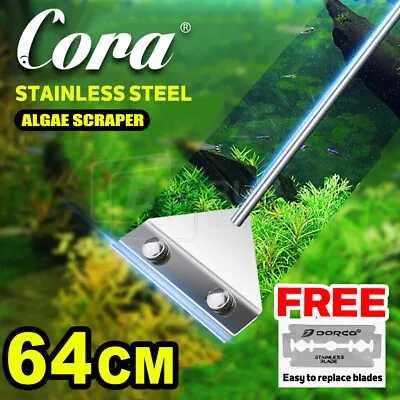 $17.85 • Buy 304SS Aquarium Stainless Steel Algae Scraper Blade Fish Tank Glass Cleaner AU