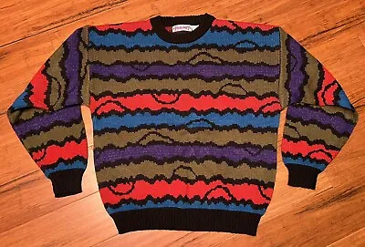 Vintage PERMIT Mens Sweater 80s 90s Retro Old School Size Medium Cosby Grandpa • $9.99