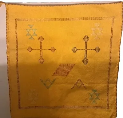 Moroccan Handmade Cactus Silk  21 X 20''  Sabra Pillow Cusion Yellow New • $51